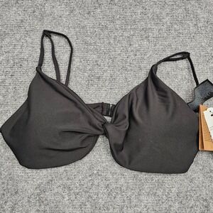 Volcom Women Bikini Top Simply Seamless V-Neck Swimsuit Beachwear Black Large